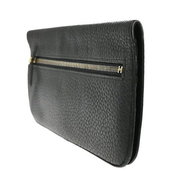 HERMES Logos Dogon Long Bifold Wallet Togo Leather Black GHW 34KB337 - Picture 3 of 16